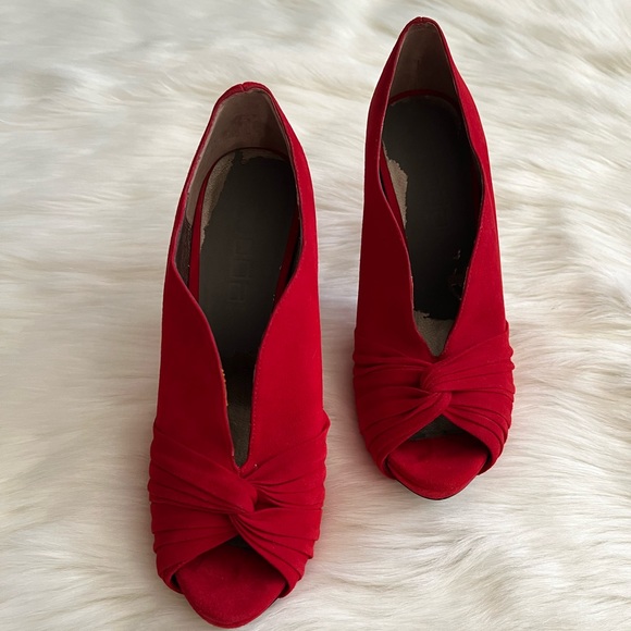 Red  open toe heel - Picture 3 of 8